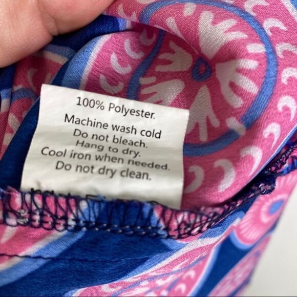 Mud Pie Waverly Pinwheel Print Racer Back Tank Top Blue Pink Small - Picture 11 of 11